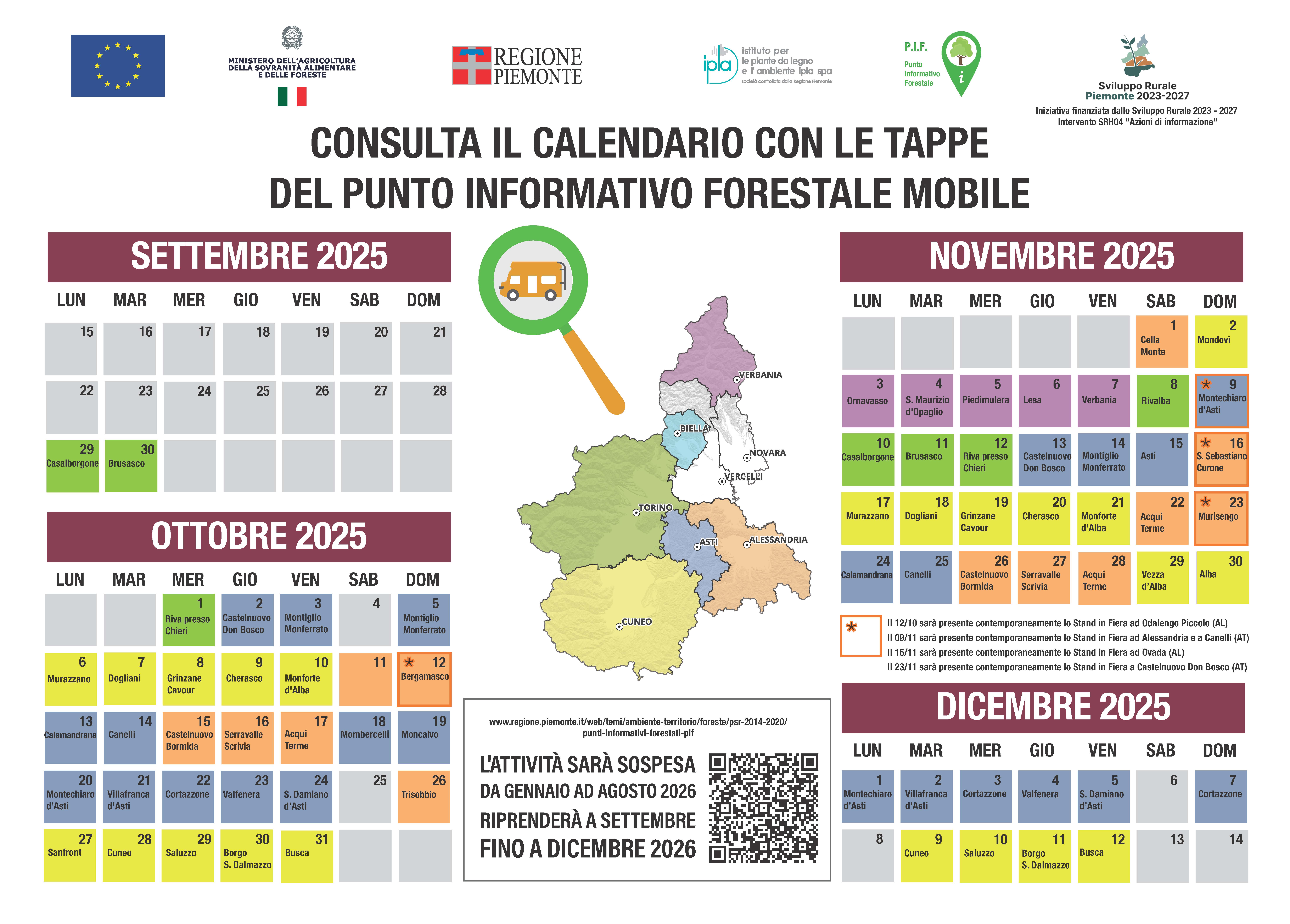calendario settembre dicembre 2025